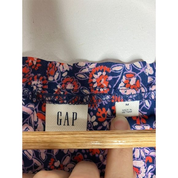 Gap Women's Medium Blue Red Sleeveless Floral Blouse - Picture 6 of 11
